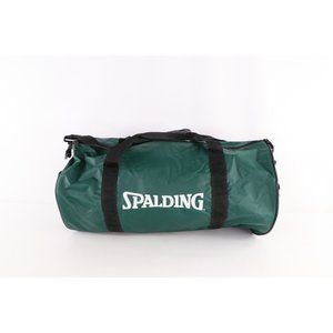 Vintage Spalding Handled Shoulder Strap Spell Out Gym Duffel Bag Carry On Green